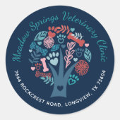 Loving Floral & Foliage Pet Paw Tree Company Ronde Sticker (Voorkant)