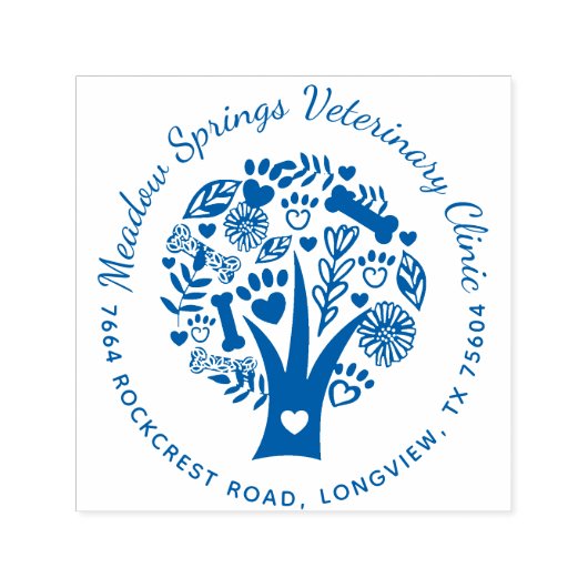 Loving Floral & Foliage Pet Paw Tree Company Zelfinktende Stempel (Design)