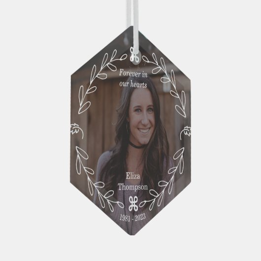 Loving Florals Memorial Glas Ornament (Voorkant Rechts)