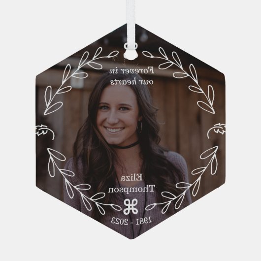 Loving Florals Memorial Glas Ornament (Achterkant)