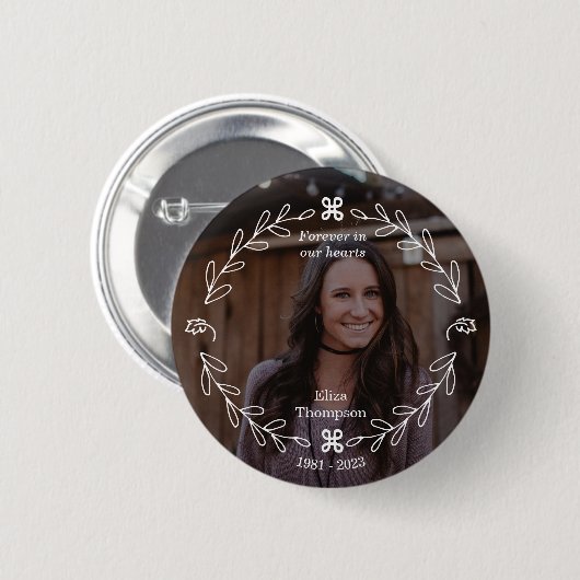 Loving Florals Memorial Ronde Button 5,7 Cm (Voorkant /achterkant)