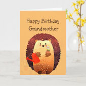 Loving Grandmother Birthday Cute Hedgehog Animal Kaart (Gele Bloem)