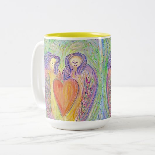 Loving Guardian Angels Heart Art Coffee Mok of Cup (Voorkant links)