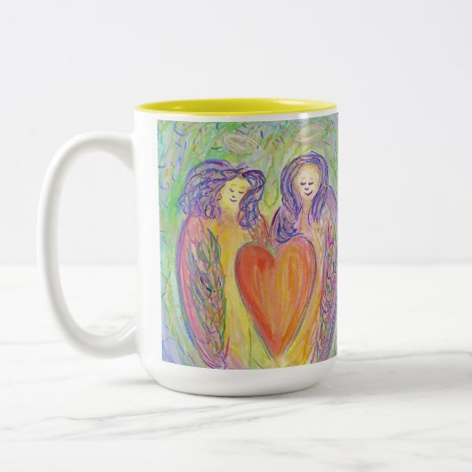 Loving Guardian Angels Heart Art Coffee Mok of Cup (Links)