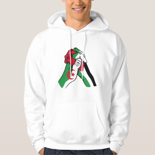 loving handshake between palestine and algeria hoodie (Voorkant)