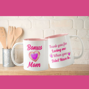 Loving Heart Bonus Mom Bedankt dat je van me houdt Tweekleurige Koffiemok