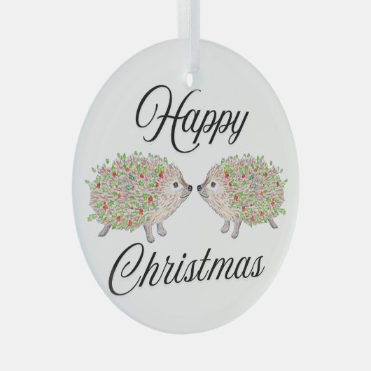 Loving Hedghogs Glas Ornament (Voorkant Rechts)