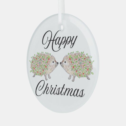 Loving Hedghogs Glas Ornament (Voorkant links)