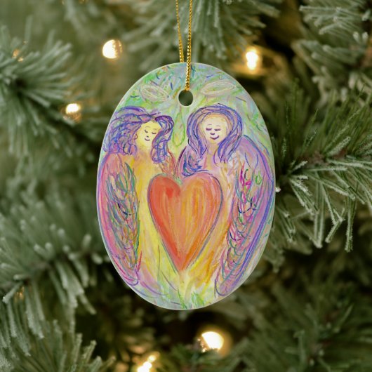 Loving Kind Guardian Angels Holiday Gift Ornaments Keramisch Ornament (Boom)