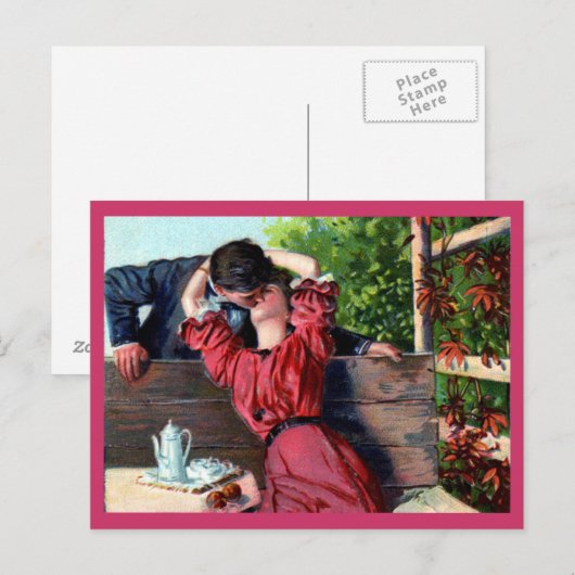 Loving Kiss Valentijn Briefkaart (Voorkant / Achterkant)