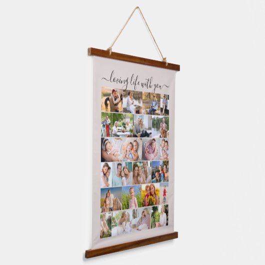 Loving Life Together 48 Photo Masonry Grid Beige Hangend Wandkleed (Gebogen)