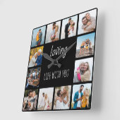 Loving Life with You Quote 12 Photo Black Vierkante Klok (Hoek)