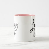 LOVING LIFE zwart minimaal script positief citaat Tweekleurige Koffiemok (Center)