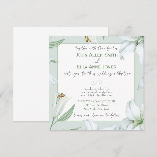 Loving Lillies Wedding Invitation Kaart (Voorkant / Achterkant)
