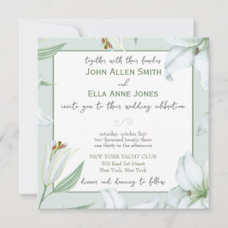 Loving Lillies Wedding Invitation Kaart