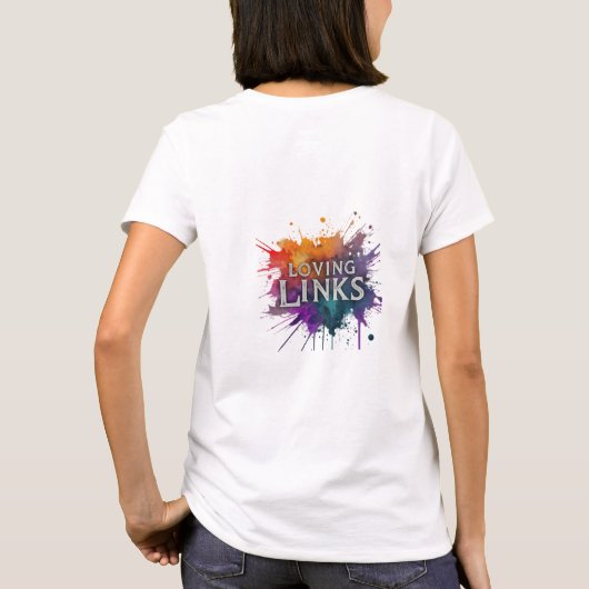 "Loving Links" heeft een charmant t-shirt ontwerp (Achterkant)