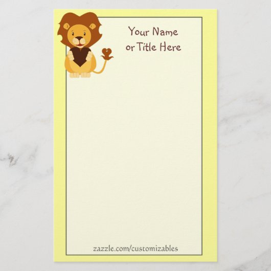 Loving Lion Stationery Briefpapier (Voorkant)