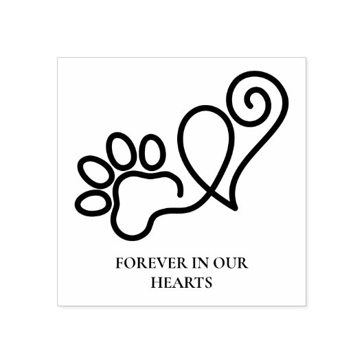 Loving Memorial Pet Paw Print & Heart Together Rubberstempel (Afrduk)