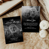 Loving Memory 2-foto Elegant Script begrafenis Bedankkaart