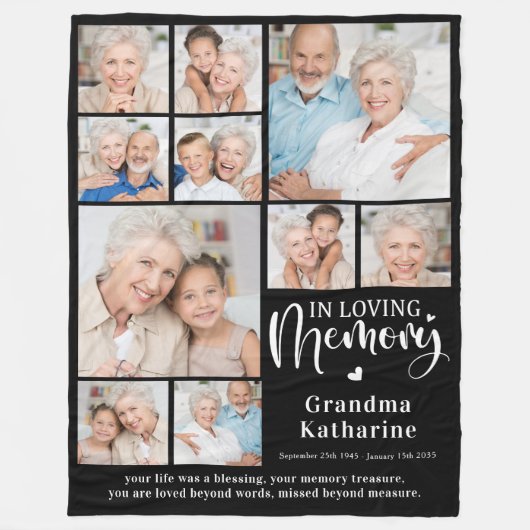 Loving Memory Custom 10 Afbeeldingen Sympathie Mem Fleece Deken (Voorkant)