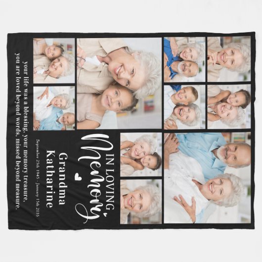 Loving Memory Custom 10 Afbeeldingen Sympathie Mem Fleece Deken (Voorkant (Horizontaal))