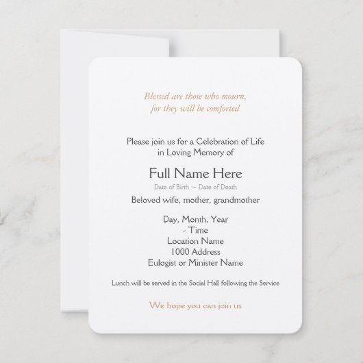 Loving Memory  Roos 3 Begrafenisaankondiging Kaart (Achterkant)