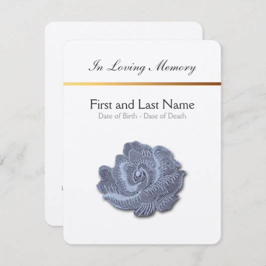 Loving Memory  Roos 3 Begrafenisaankondiging Kaart (Voorkant / Achterkant)