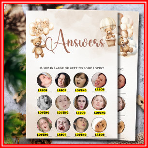 LOVING OF ARBEID Baby shower Spel Schattige Beer Kaart