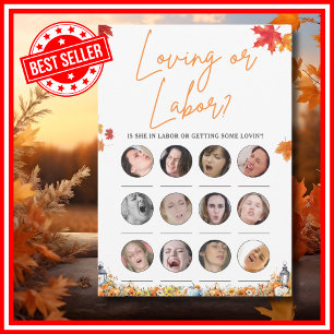 LOVING OF LABOR Baby Shower Spel KLEINE POMPOEN Kaart