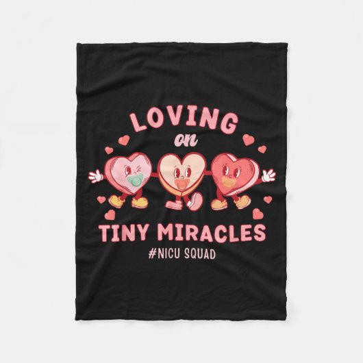 Loving On Tiny Miracles Nicu Squad Valentines Neon Fleece Deken (Voorkant)