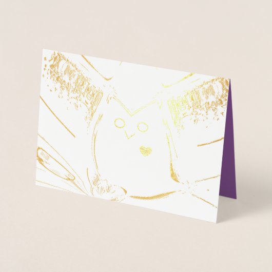 "Loving Owl" blanco Gold Foil Kaart met envelop (Voorkant)
