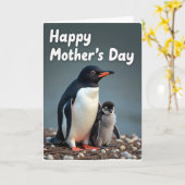 Loving Penguin Mothers Day Card Kaart (Gele Bloem)