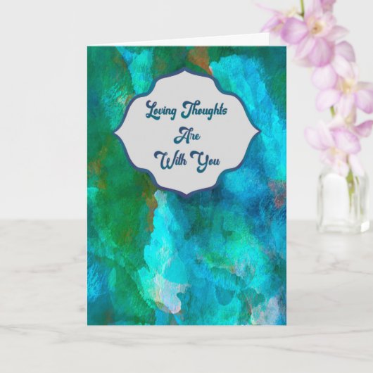 Loving Thoughts — Teal Watercolor Sympathy Card Kaart (Orchidee)