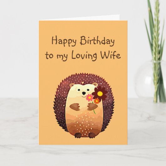 Loving Wife Birthday Cute Hedg Animal Kaart (Voorkant)