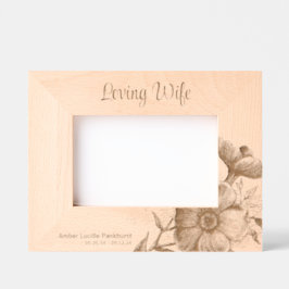 Loving Wife Floral Memorial Keepsake 4x6L Gegraveerde Lijstjes
