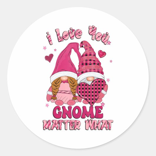 Loving You Gnome What Buffalo Plaid Valenti  Ronde Sticker (Voorkant)