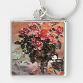 Lovis Corinth roze rozen-1924 bloemen Sleutelhanger (Voorkant)