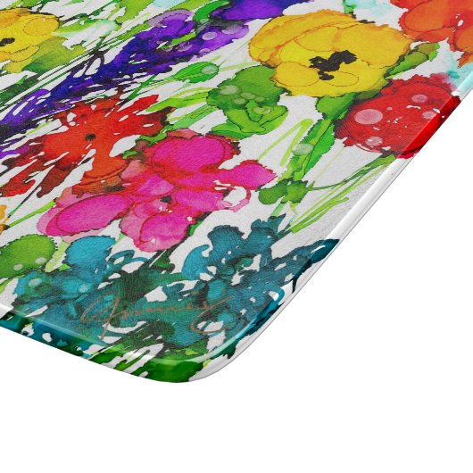 Lovitude Wildflowers Glass Cutting Board Snijplank (Hoek)