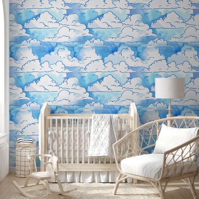 Lovley Sky Clouds - Naadloos patroon 4 Behang (Kinderen)
