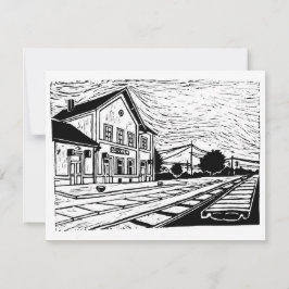 Lovrin Station Linocut RSVP Kaartje
