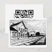 Lovrin Station Linocut RSVP Kaartje (Voorkant / Achterkant)