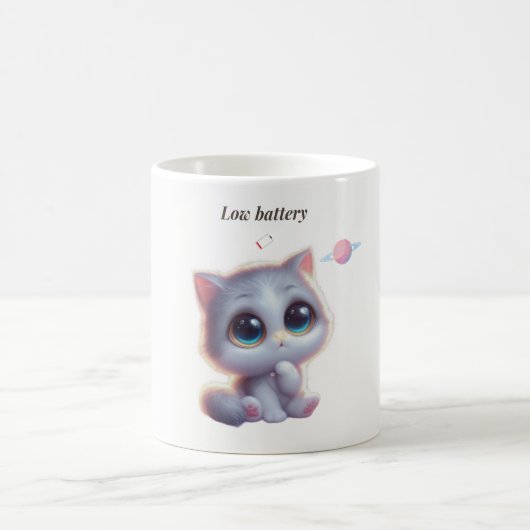 Low Battery Cat Meme Mug Koffiemok (Center)