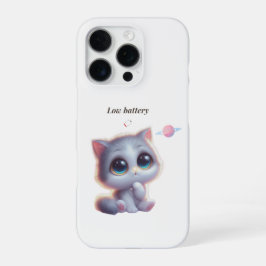 Low Battery Cat Meme Phone Case iPhone 16 Pro Hoesje