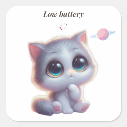 Low Battery Cat Meme Sticker (Voorkant)