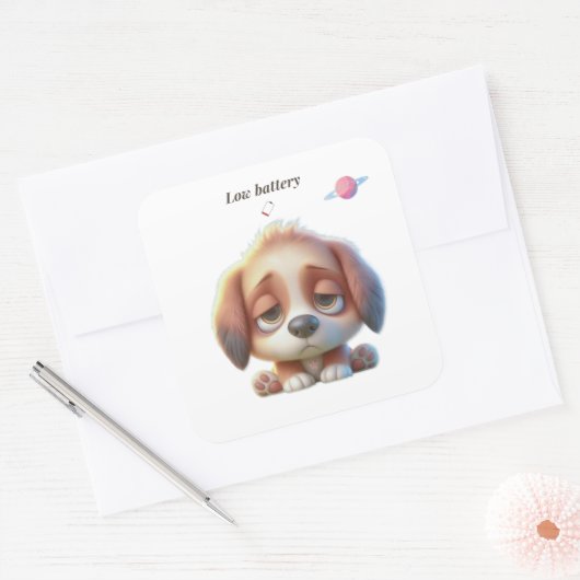 Low Battery Dog Sticker (Envelop)
