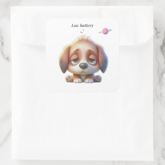 Low Battery Dog Sticker (Tas)