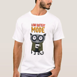 Low Battery Mode Grappige Wasbeer Kantoor Humor Ca T-shirt