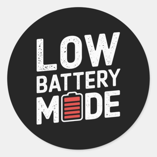 Low Battery Mode-Sticker Ronde Sticker (Voorkant)