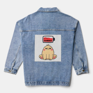 Low Battery Mood – Grappige Comic Doodle Denim Jacket