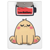 Low Battery Mood – Grappige Comic Doodle Klembord (Voorkant)